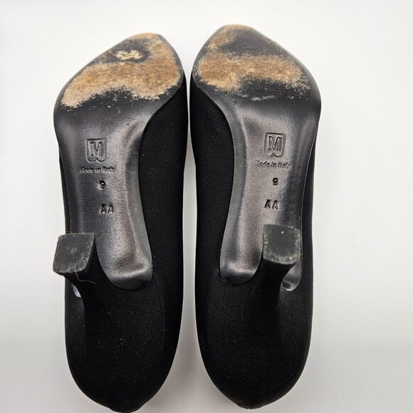 Bruno Magli Black Satin Mid-Heel Pumps – Size 9 AA – Made in Italy - Picture 9 of 10